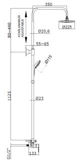 Душевая система AZARIO TEVIS AZ-15780161  со смесителем для душа